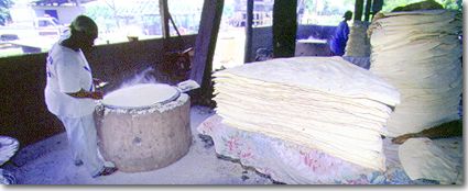 making cassava bread